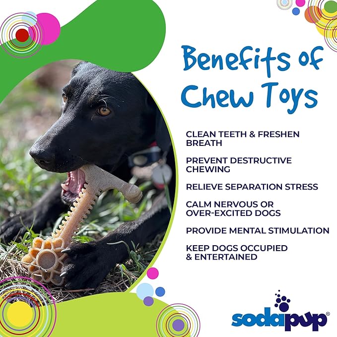 SodaPup Honey Bone Flower Tower – Ultra Durable Dog Chew Toy Made in USA from Non-Toxic, Pet Safe, Food Safe, Nylon Material for Clean Teeth, Fresh Breath, Problem Chewing, Calming Nerves, & More