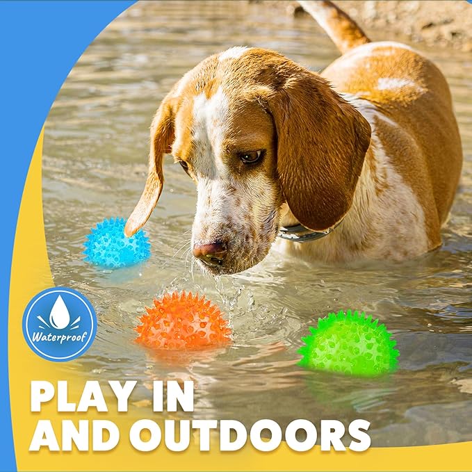 Puppy Toy 2.5” Squeaky Dog Balls Toys and Spikey Dog Ball for Aggressive Chewers for Small Dogs Dog Balls for Clean Teeth and Training （12 Pack）
