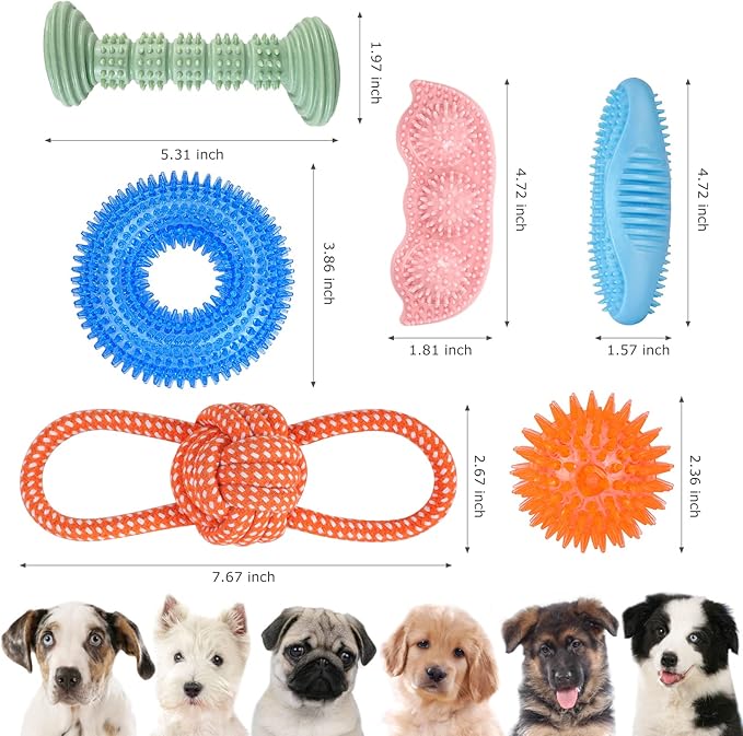 Dog Chew Toys for Puppy Teething, 3Pack 2-8 Months Puppies Teething Toys Soft & Durable Puppy Toys for Cleaning Teeth and Protects Oral Health Both Small Dogs & Medium Dog Suitable (6 Pack)