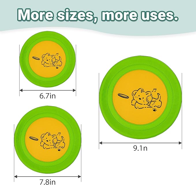 3 Packs Nylon Interactive Dog Flying Disc - Floating Dog Toys for Aggressive chewers - Water Toys for Dogs (Yellow and Green)