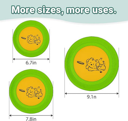 3 Packs Nylon Interactive Dog Flying Disc - Floating Dog Toys for Aggressive chewers - Water Toys for Dogs (Yellow and Green)