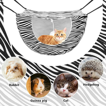 Unittype 2 Pieces Cat Cage Hammock Hanging Pet Bed Double Layer Soft Plush Hanging Pet Comfortable Hammock Bed for Indoor Kitten Ferret Hamster Rabbit or Small Animals, 2 Styles(Leopard)