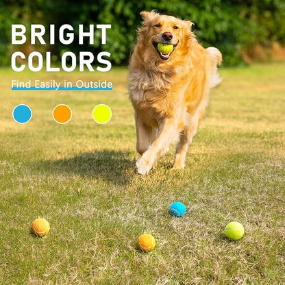 Prime Pets Tennis Balls for Dogs 6 Pack 2.5”, Durable Dog Toys for Training, Fetch & Outdoor Play, Squeaky Balls for Dogs Small and Medium with High Bounce, Interactive Pet Fetch Ball