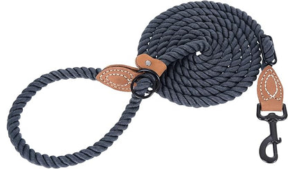 Mile High Life Hands Free Dog Leash, Crossbody Waist Leash with Genuine Leather Connection, Multifunctional Adjustable Slip Lead for Dog Walking Running (Blue Green, 7FT)