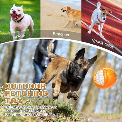 Large Size Orange Squeaky Dog Toy for Medium/Large Dogs Breed Aggressive Chewers Durable Bouncy Squeak Ball