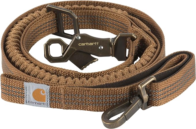 Carhartt Pet Durable Nylon Webbing Shock Absorbing Leash for Dogs, Reflective Stitching for Visibility, Carhartt Brown (Shock Absorbing), Large
