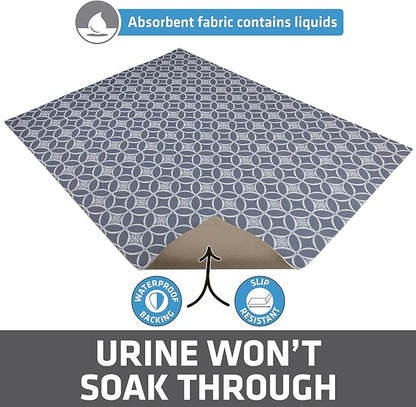 Drymate Cat Litter Box Mat, Litter Trapping Mat, Waterproof, Urine-Proof, Absorbent, Machine Washable, Soft on Paws, Contains Mess, Protects Floors, Kitten Supplies, Indigo Grey, 29x36 XL