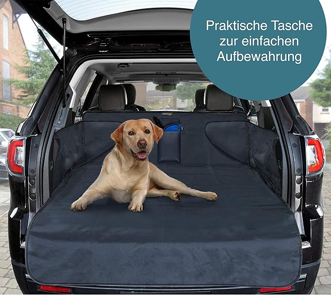 Car Seat Cover - Anti-Slip Protector with Side Protection 185x105x36 cm for Every Car - Includes Foldable Dog Bowl and Brush