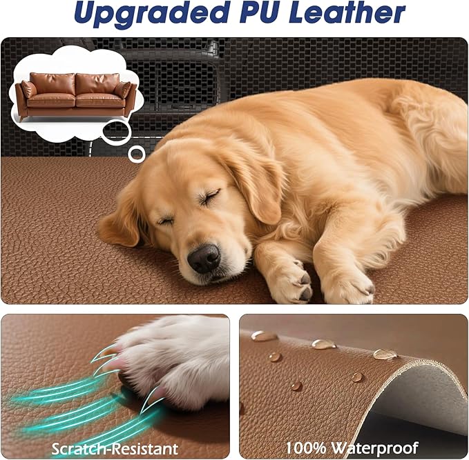 FURTIME XL Dog Car Seat, Upgraded PU Leather Back Seat Extender with Hard Bottom, Waterproof Pet Car Seat Cover for Large Medium Sized Dog, Pet Hammock for Cars, SUVs, Trucks, Brown