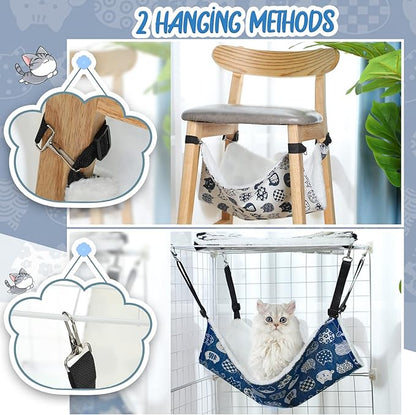 BBTO 3 Pcs Reversible Pet Hammock Soft Plush Cat Hanging Hammock Guinea Pig Bed Rat Cage Accessories for Puppy Dog Piggy Kitten Ferret Rabbit Other Small Animals(Cat)