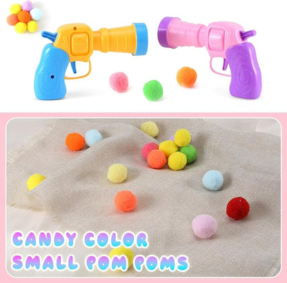 102Pcs Cat Ball Toy Launcher Gun，Cat Balls Fetch Toy - Includes 100 Colorful Plush Cats Balls and 2 Exciting Launchers Set，for Bored Indoor Adult Cats, Cute Kitten Kitty Toys