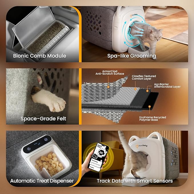 Cat Self Groomer Pro for Hairball Control and Shedding Relief 360° Skin Friendly Brush Pet Hair Remover Tool Gentle Self Cleaning Automatic Fur Collection Smart Grooming House for All Cats