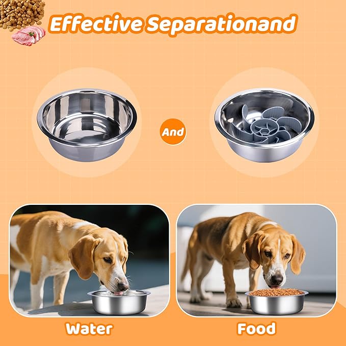 Elevated Adjustable Dog Bowl Feeding Stand, 3 Heights and Tiled Ajudst, Compatible with Moost Feeding Bowls, Great for Medium Large Dogs(Dog Food Bowl Stand 2 Pack)
