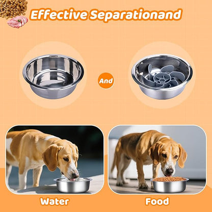 Elevated Adjustable Dog Bowl Feeding Stand, 3 Heights and Tiled Ajudst, Compatible with Moost Feeding Bowls, Great for Medium Large Dogs(Dog Food Bowl Stand 2 Pack)