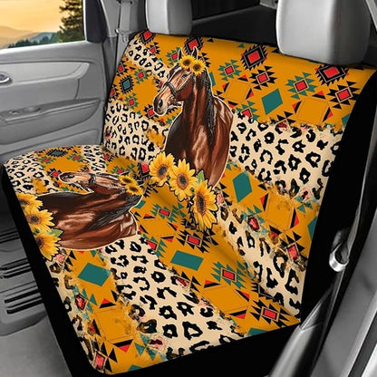 AFPANQZ Horse Stripes Car Rear Seat Covers Set Universal Fabric Cloth Car Seat Cover Boho Automatic Backseat Protector Fit SUV Truck Van Dog Back Seats Protection Dust-Proof Washable Cover