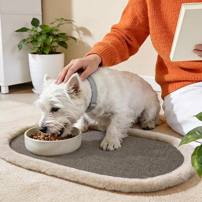 Pet Feeding Mat, Dog Food Mats Absorbent Pet Placemat for Food and Water Bowl with Non Slip Rubber Backing for Dog and Cat (16"x24", Brown)