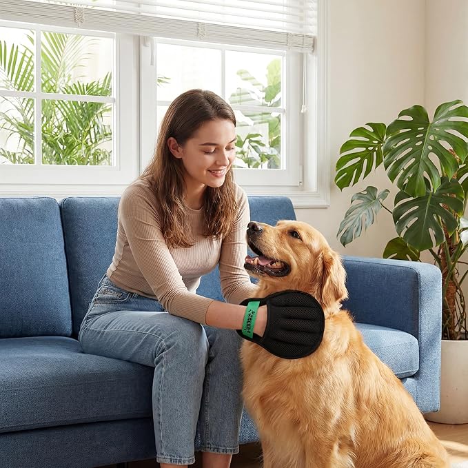 Upgraded Pet Hair Removal Glove for Dogs & Cats, Electrostatic Five-Finger Hair Remover for Furniture, Couch, Carpet, Clothing& Car Seat, 1Pcs Reusable Magic Brush Pet Hair Remover Tool (Black)