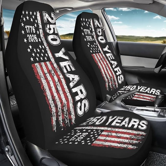 Car Accessories Car Seat Covers for Women Men Front Seat Bucket Cover Protection 250th Anniversary US Flag 1776 2026 Car Accessories Universal Fit for Most Vehicle