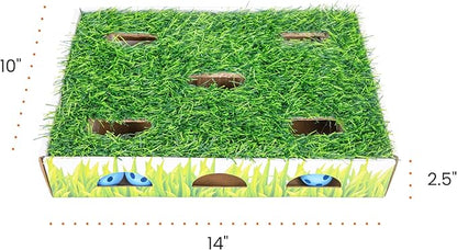 Catstages Grass Patch Hunting Box - Interactive Indoor Cat Toy with Faux Grass & 3 Jingle Balls - Encourages Exercise, Mental Stimulation & Natural Hunting Instincts
