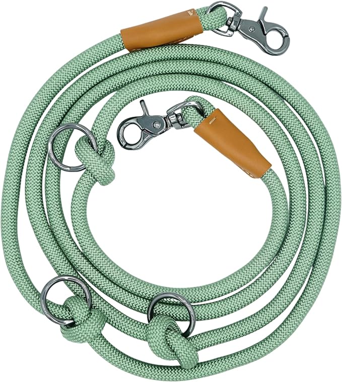 8FT Hands Free Dog Rope Leash, Waist Body Running Leash for Dog Walking (Sage Green, 8FTx10MM)