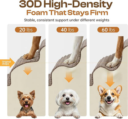 Extra Wide 4 Steps Dog Stairs for Bed & Couch 18" H, More Stable Non-Slip Dog Ramps with Gentle Slopes, Stylish Indoor Pet Steps for Medium & Large Dogs, Coffee