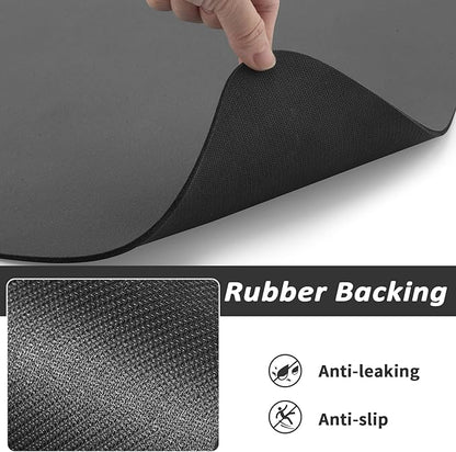 Dog Food Mat - Absorbent Cat Mat for Food and Water, No Stains Pet Feeding Bowl Mat, Easy to Clean Pet Placemats, Quick Dry Dog Water Dispenser Mat for Messy Drinkers | Dark Grey 18"x 28"