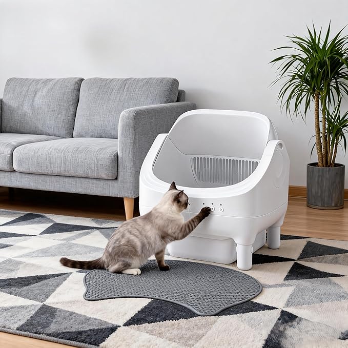 Open-Top Automatic Cat Litter Box - Self-Cleaning with Smart Gravity Sensor, Health Tracking & Waste Management for Multi-Cat Homes