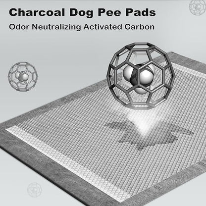 MIZOK 36x36in Charcoal Dog Pee Pads Activated Carbon Odor Control Dog Pads Super Absorption for Up to 11 Cups of Liquid Quick Dry & Leak-Proof Pee Pads for Dogs, Cats, Rabbits, Disposal, 25Ct