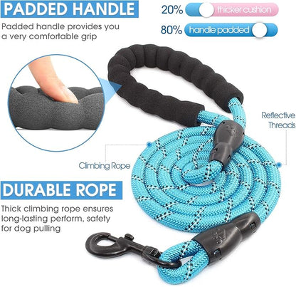 BAAPET 2/4/5/6 FT Dog Leash with Comfortable Padded Handle and Highly Reflective Threads for Small Medium and Large Dogs (5FT-1/2'', Blue)