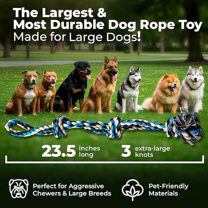 Pacific Pups Products 2 Pack Red & Blue - XL Dog Rope Toy for Aggressive Chewers - Benefits Non-Profit Dog Rescue - Tug of War Dog Toy, Dog Toys for Large Dogs Tough Dog Toys for Aggressive Chewers