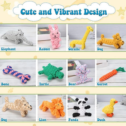 Sumind 12 Pcs Dog Rope Toys for Aggressive Chewers Valentine Gifts for Puppy Animal Rope Chew Toy Interactive Toys for Small Medium Large Dog Pets Puppy Playtime, 12 Styles(Giraffe)