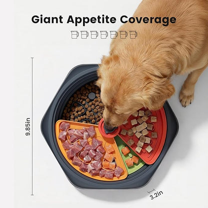 Gardner Pet Adjustable Feeder Bowl for Medium/Large Dogs – 9.85'' L, Suction Base, Detachable Platform Insert, Freeze-Friendly, BPA-Free