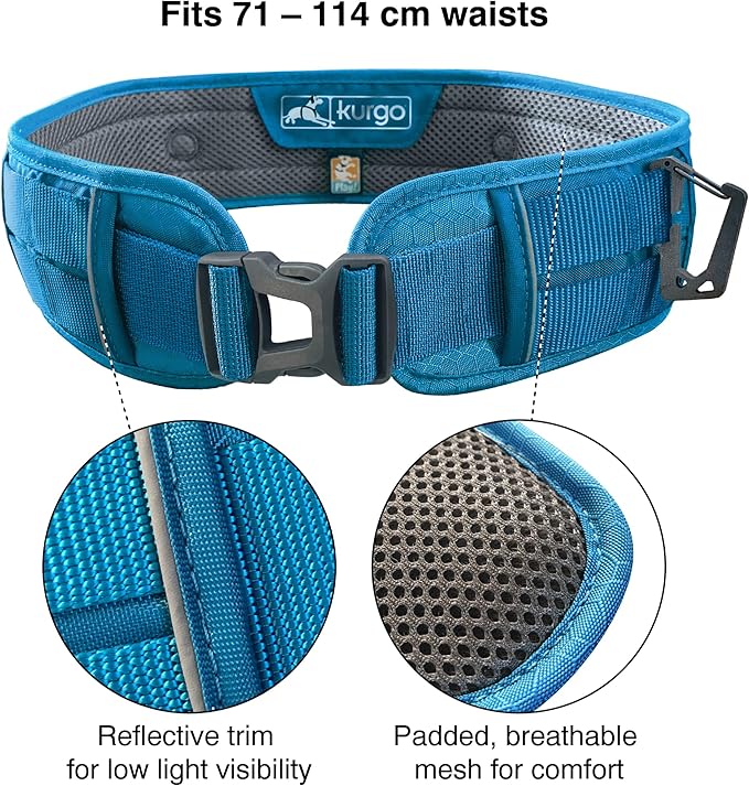 Kurgo RSG Active Utility Belt - Adjustable Adventure Dog Belt - MOLLE-Compatible - Reflective Trim - Lightweight, Comfortable Fit - Hands-Free
