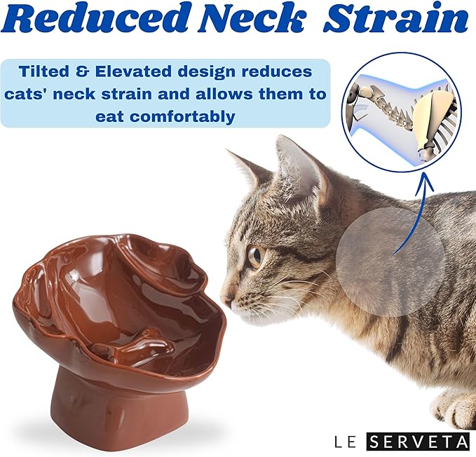 Ceramic Raised Pet Slow Feeder Bowl, Elevated Cat and Dog Slow Feeder, Decorative Standing Doggy Design, Anti-Slip Base, Anti-Vomiting (Brown)