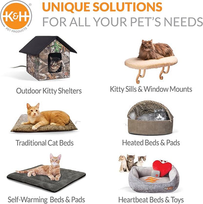 K&H Pet Products Window Lounger Cat Window Perch for Large Cats, Sturdy Kitty Sill Window Hammock Bed, Steel Frame, Sturdy Suction Cups, Washable Shelf Cover, Foldable - 23 X 12in Fleece