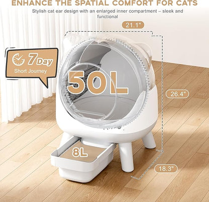 Greesum Smart Self-Cleaning Litter Box with App Control and Safety Sensor |Ideal for Multi-Cat Households | Health Monitoring Features, Set Includes Leak-Proof Mat and Litter Bags