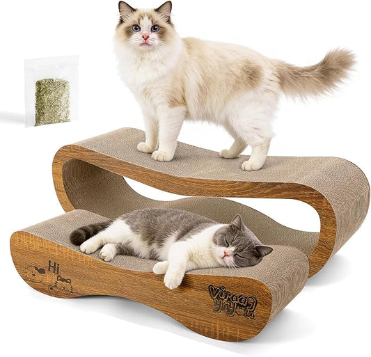 Cat Scratcher, 2-in-1 Cat Scratcher Couch for Indoor Cats, 34.25 Inch Large Corrugated Cardboard Scratching Post, Reversible & 100% Recyclable, Includes Catnip