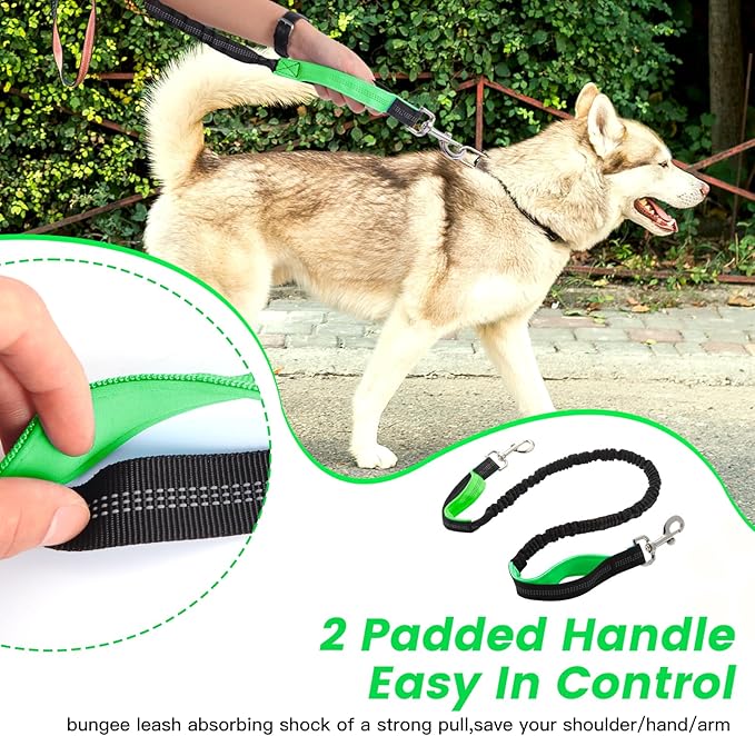 Caudblor Waist Leash for Medium Large Dog Walking, Bungee Hands Free Leash with Zipper Pouch, Around The Waist No Pull Running Dog Belt, Padded Handle Jogging No Hands Heavy Duty
