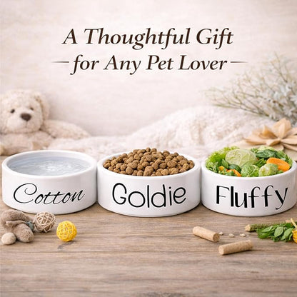 Custom Pet Bowl for Dogs & Cats | Personalized Food & Water Dish with Name | Microwave & Dishwasher Safe Ceramic Feeding Bowl | Gift Idea for Puppy, Kitten & Rabbit Owners | White – Small