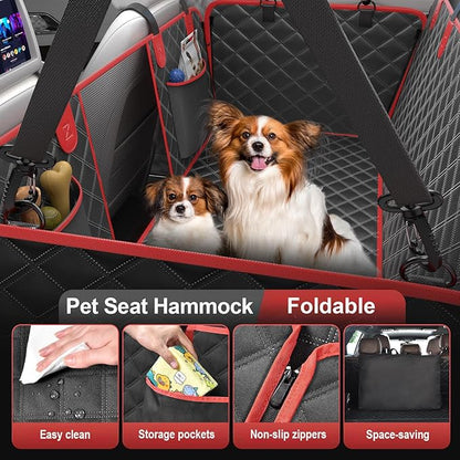 2-Layer Dog Car Seat Cover for Back Seat with Dog Bed Mats, Hard Bottom Car Seat Protector, Anti Scratch Backseat Extender and Travel Pet Bed, Waterproof Hammock in Car, for Car/SUV/Small Truck
