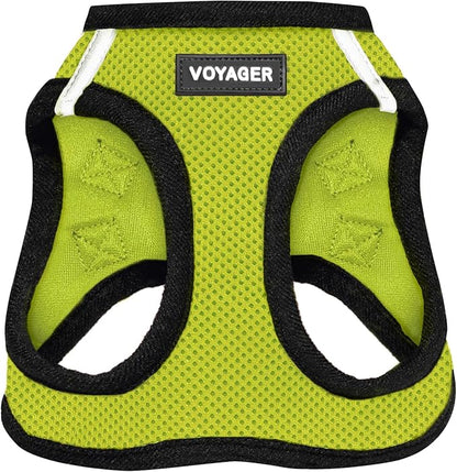 Best Pet Supplies Voyager Step-in Air Harness - All Weather Mesh, Reflective, No Pull Harness for Dogs, Cats - Secure with Hook & Loop Fastener, Buckle, Double D-Rings - Lime Green/Black Trim, M