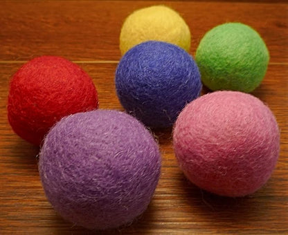 Wool Cat Balls - Safe Silent Felt Ball Toys - Fun Colorful Soft Quiet Wool Kitty Toys - Unique for Cat Lovers - Hand Made in Nepal