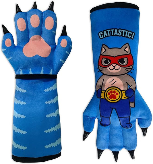 Cat Wrestling Glove – AMA Soft Plush Cat Training Mitt for Fun Play, Bonding & Exercise | Scratch-Resistant Design Interactive Cat Toy | Blue