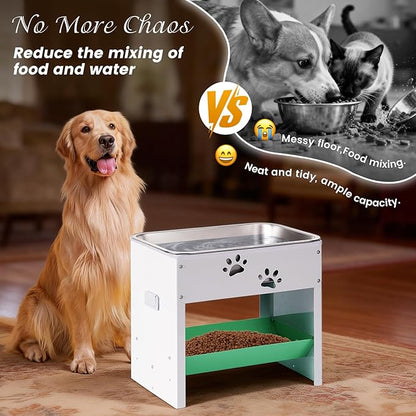 Dog Water Dispenser for Large Dogs Elevated Dog Bowl Stand Raised Dog Food Bowl Dispenser Adjustable Pet Food Storage Container Stainless Steel Water Bowl Feeder Easy Clean, Protects Joints