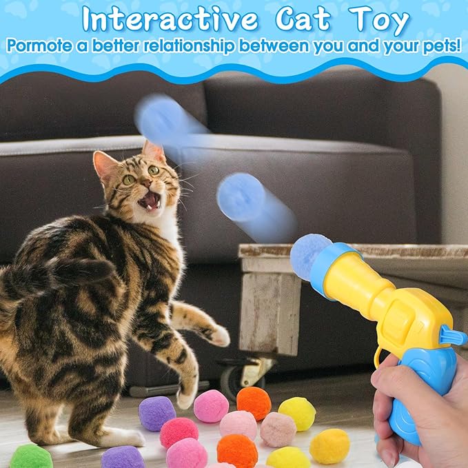 Mity rain Cat Ball Pit with Balls Included, Interactive Cat Toy for Indoor Cats, Blue