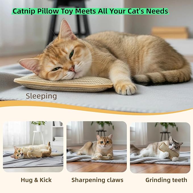 Catnip Toys for Cats, 2 Pack Kicker Toys with 8000mg Organic Catnip, Interactive Cat Toys for Scratching, Biting & Teething, Enrichment for Indoor Kittens & Adult Cats