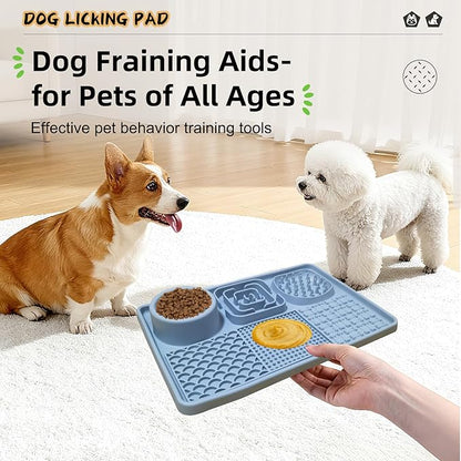 Dog Lick Mat for Anxiety Relief, Slow Feeder Alternative, Pet Enrichment Treat Mat, Boredom Buster, Durable Food-Grade Silicone, Dishwasher & Freezer Safe (Blue, Rectangle)