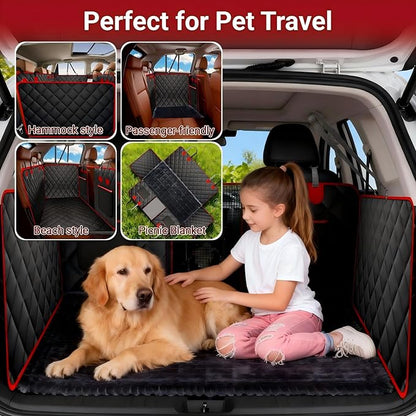 Dog Car Seat Cover for Back Seat, New Upgraded Heavy Duty Dog Car Seat Cover, Waterproof and Wear-Resistant Bench Back Seat Cover with Non-Slip Pad, 63"x52"Size Fits Cars, Trucks, SUVs
