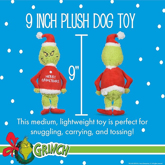 Dr. Seuss: Holiday Merry Grinchmas Grinch Plush Squeaker Toy- 9"