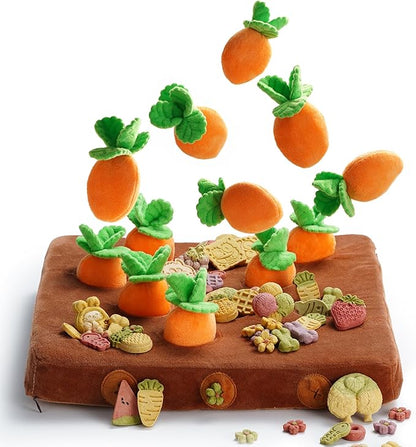 Nocciola Easter Carrot Dog Toys, 12PC Squeaky Carrots & Farm Snuffle Mat for Hide and Seek Snuffle Toys for Small and Medium Dogs, Easter Dog Toy